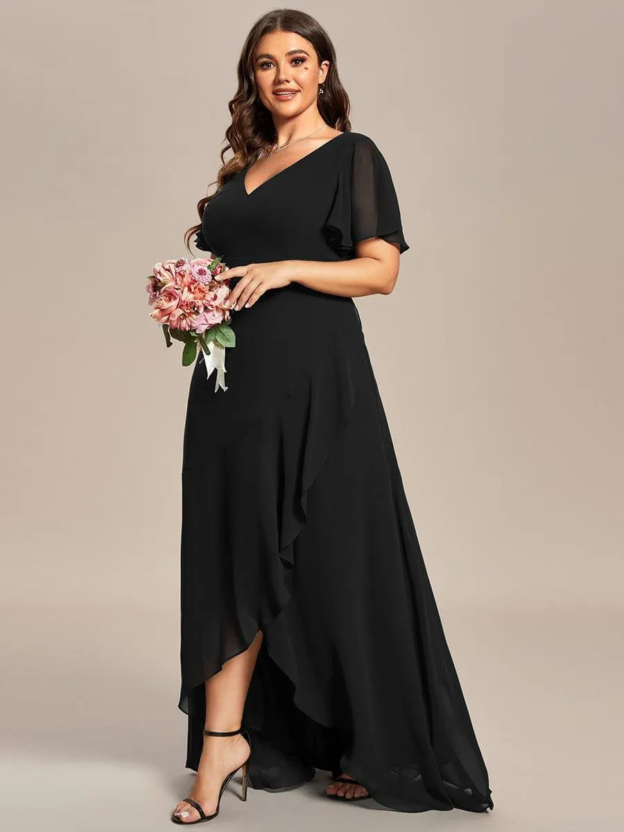Taille personnalisée Robe demoiselle d'honneur Ourlet en feuille lotus Charmante