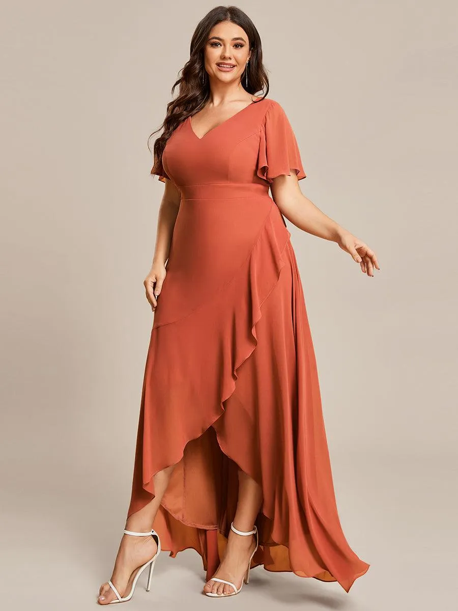 Taille personnalisée Robe demoiselle d'honneur Ourlet en feuille lotus Charmante