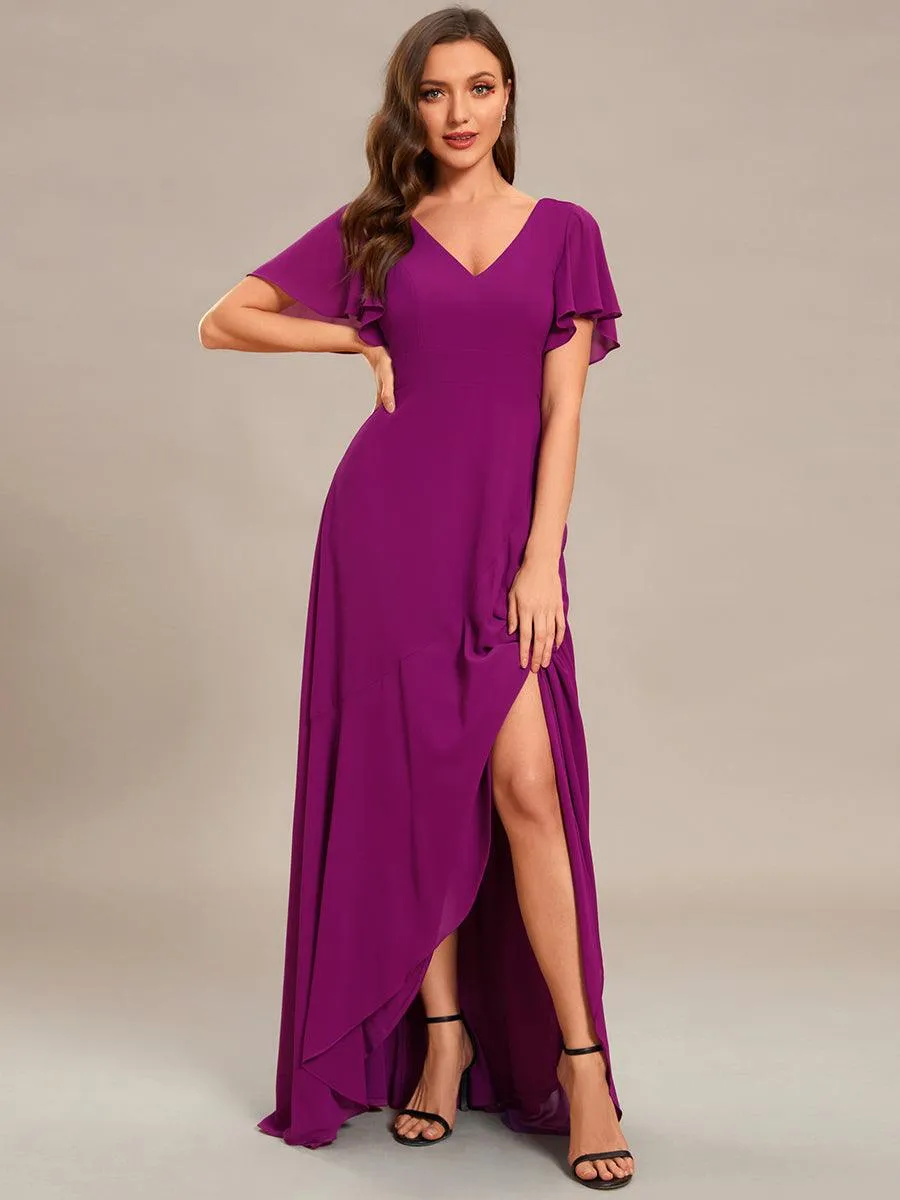Taille personnalisée Robe demoiselle d'honneur Ourlet en feuille lotus Charmante