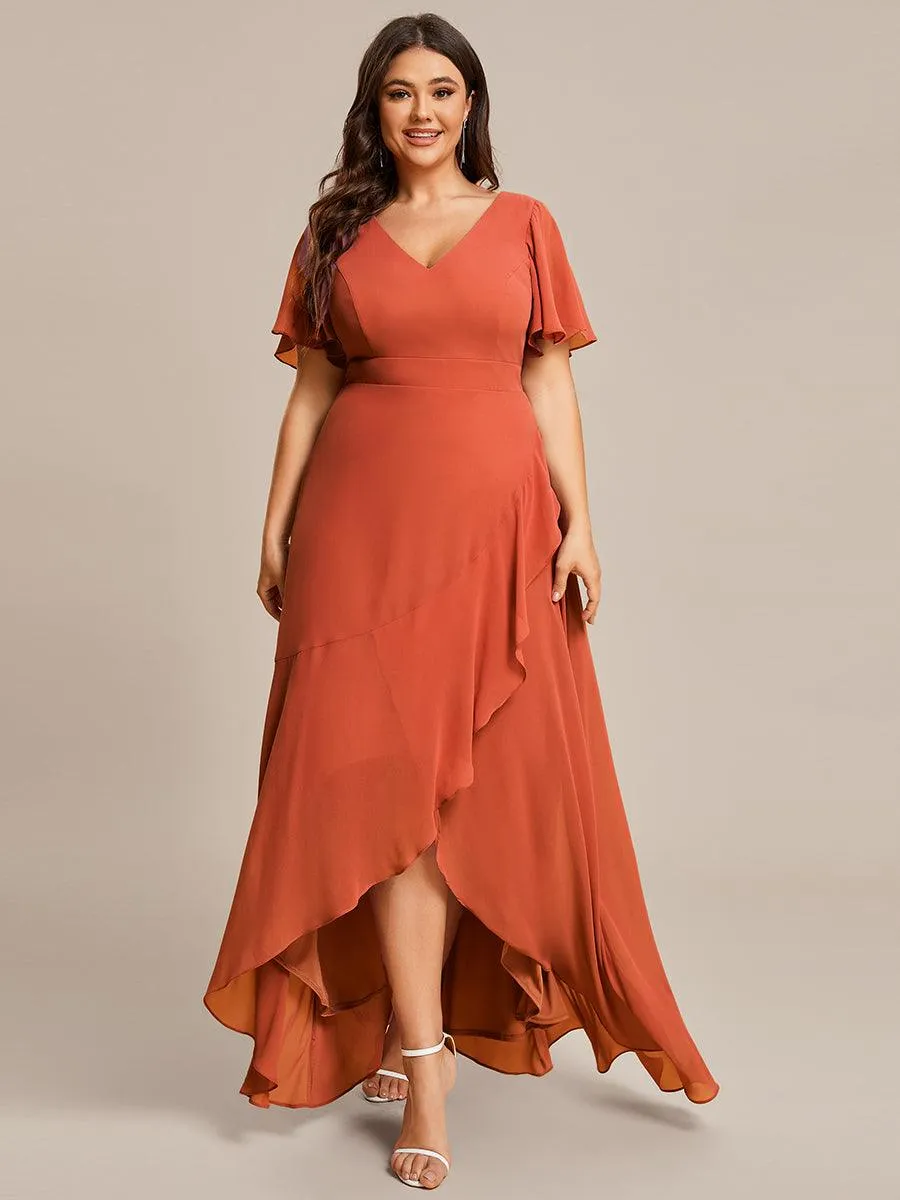Taille personnalisée Robe demoiselle d'honneur Ourlet en feuille lotus Charmante