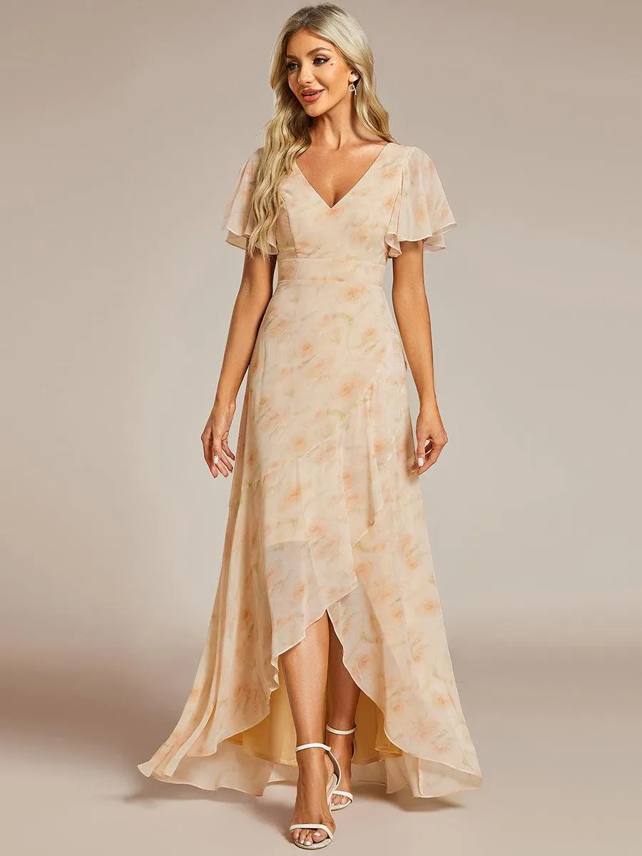 Taille personnalisée Robe demoiselle d'honneur Ourlet en feuille lotus Charmante