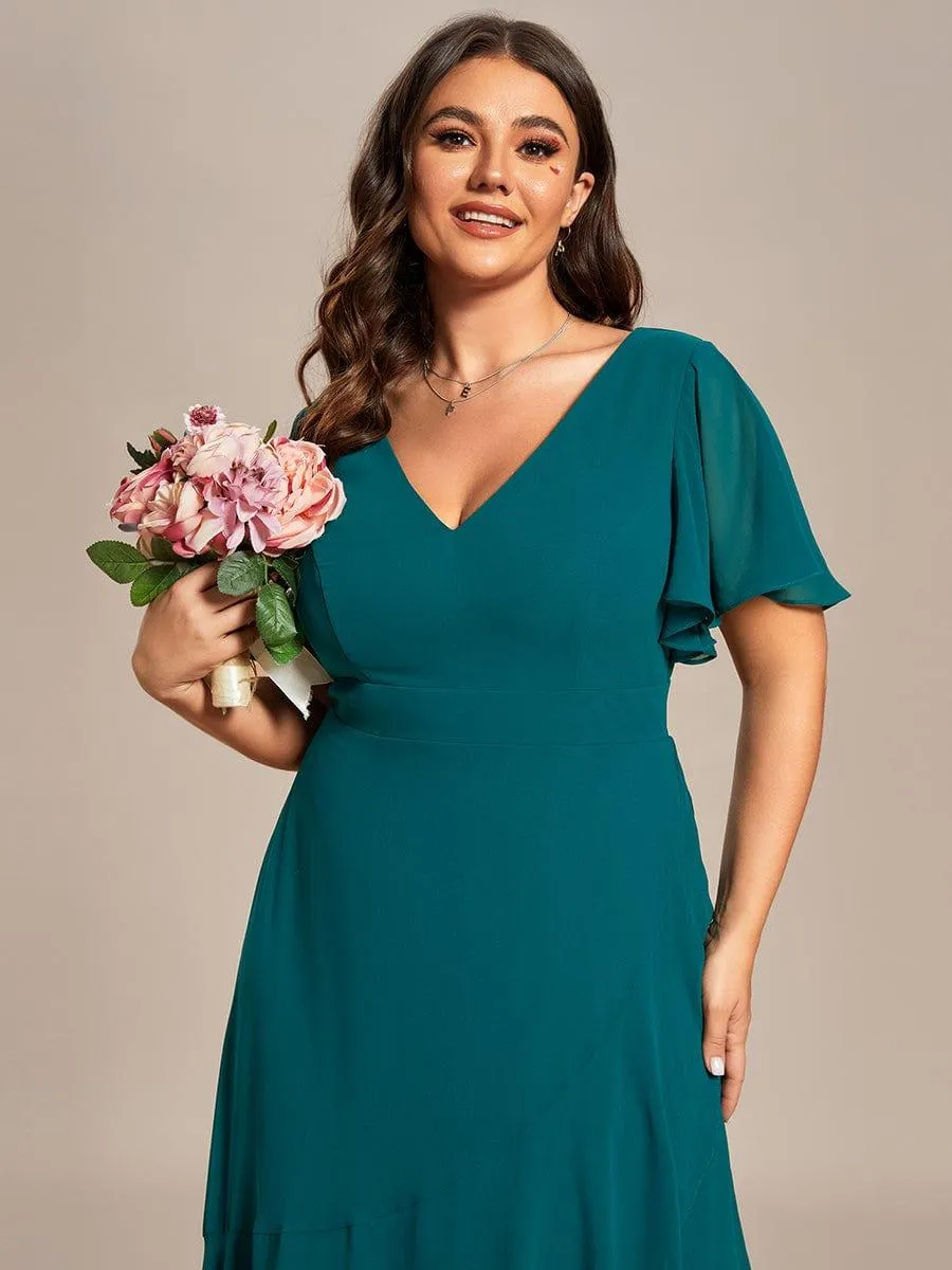 Taille personnalisée Robe demoiselle d'honneur Ourlet en feuille lotus Charmante