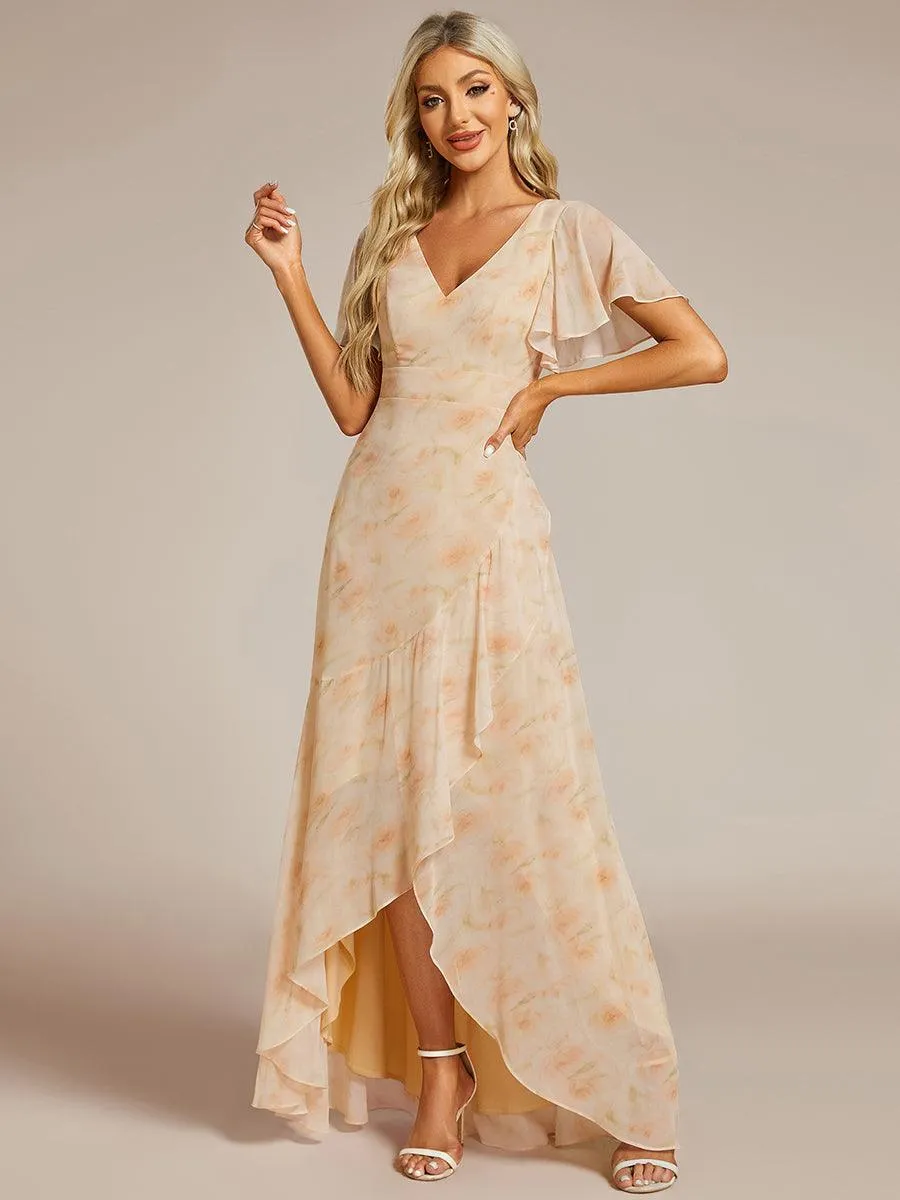 Taille personnalisée Robe demoiselle d'honneur Ourlet en feuille lotus Charmante