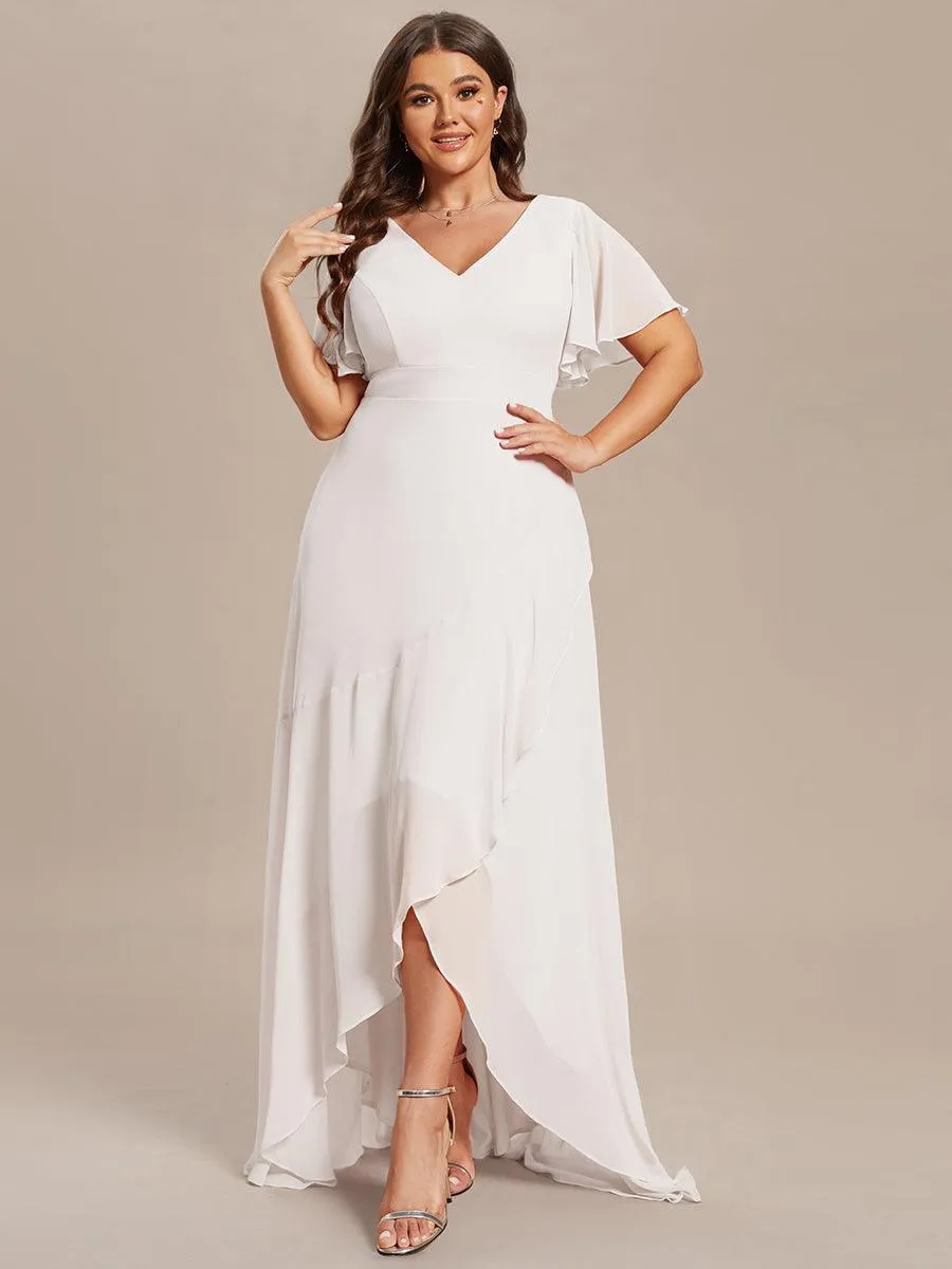 Taille personnalisée Robe demoiselle d'honneur Ourlet en feuille lotus Charmante