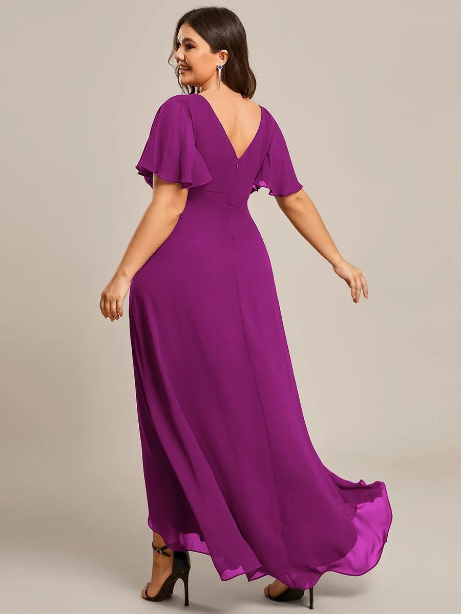 Taille personnalisée Robe demoiselle d'honneur Ourlet en feuille lotus Charmante