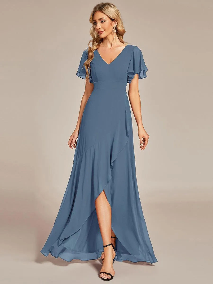 Taille personnalisée Robe demoiselle d'honneur Ourlet en feuille lotus Charmante