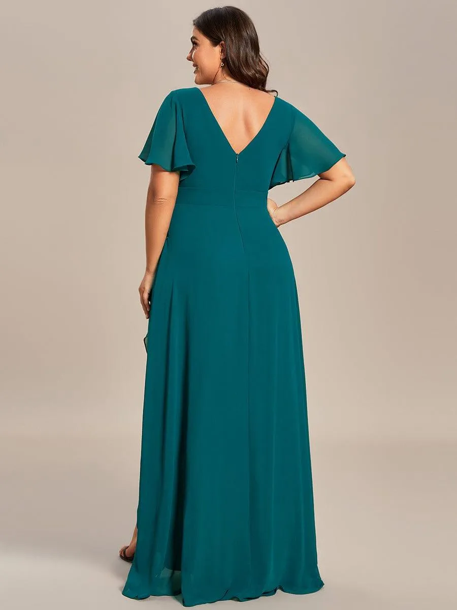 Taille personnalisée Robe demoiselle d'honneur Ourlet en feuille lotus Charmante