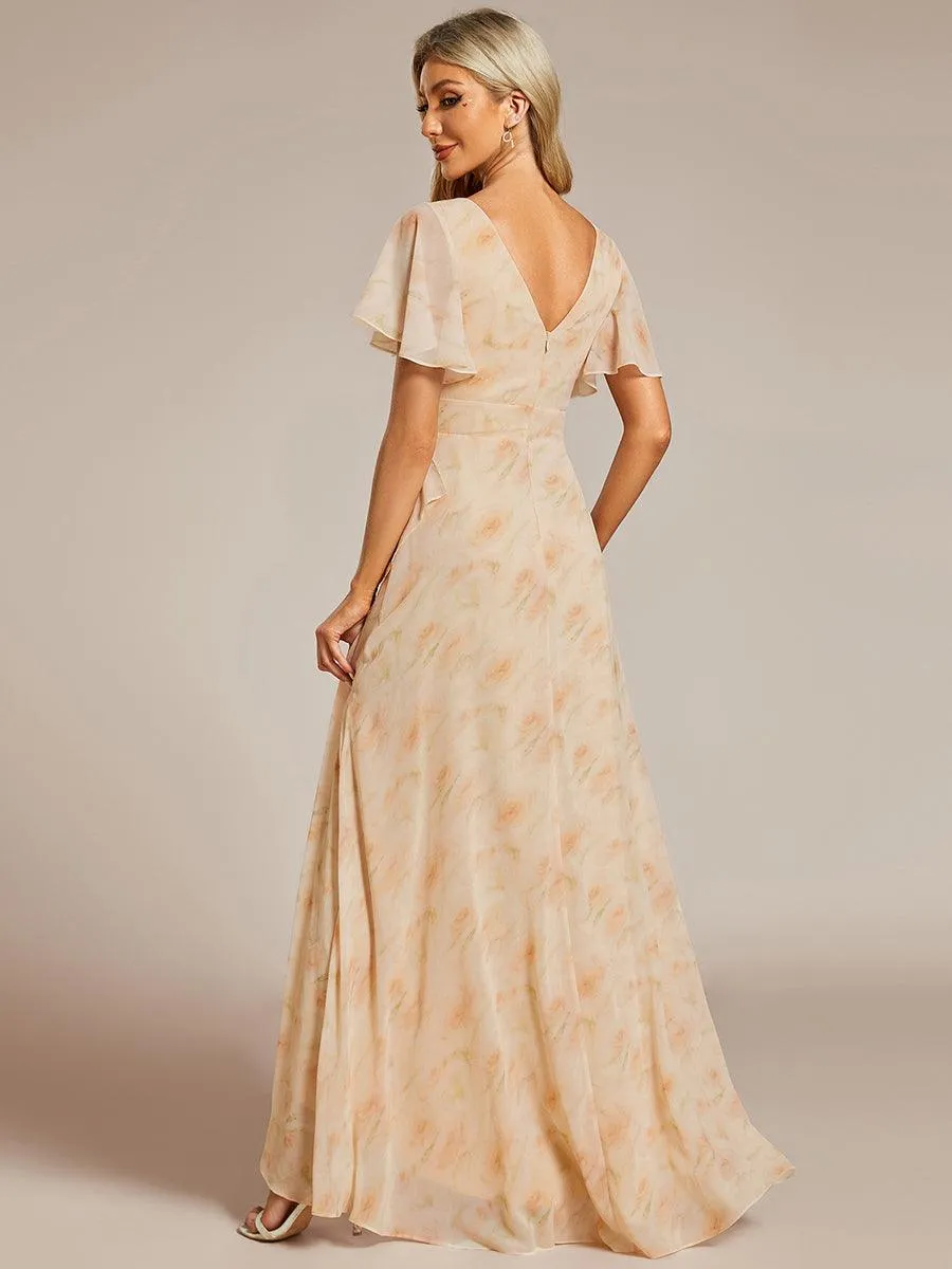 Taille personnalisée Robe demoiselle d'honneur Ourlet en feuille lotus Charmante