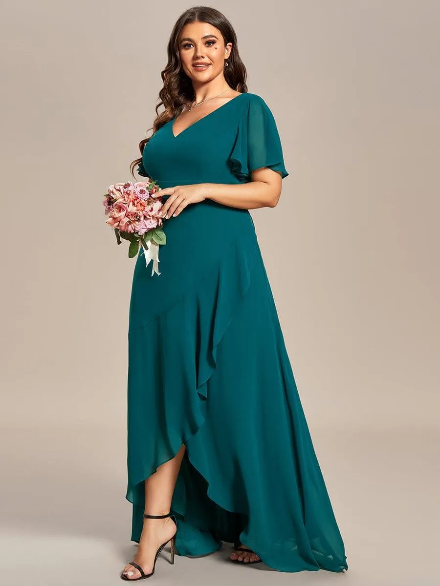 Taille personnalisée Robe demoiselle d'honneur Ourlet en feuille lotus Charmante
