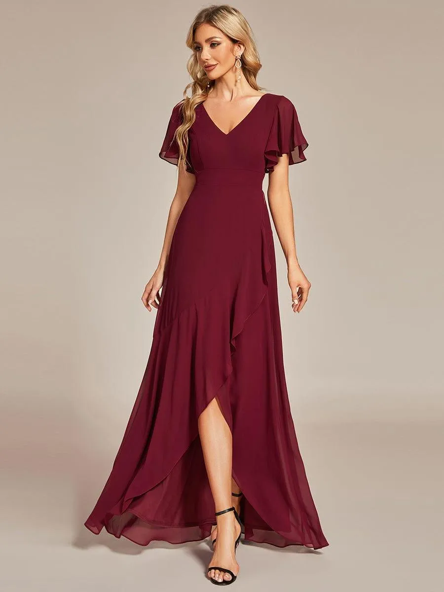Taille personnalisée Robe demoiselle d'honneur Ourlet en feuille lotus Charmante