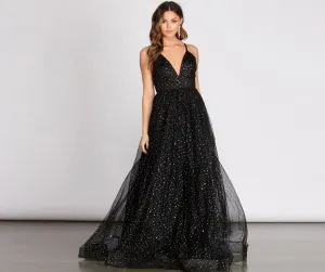 Vanessa V Stylish Neck Tulle Gown
