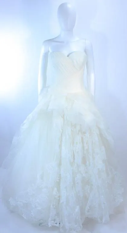 VERA WANG White Tulle & Lace Wedding Gown Size 4